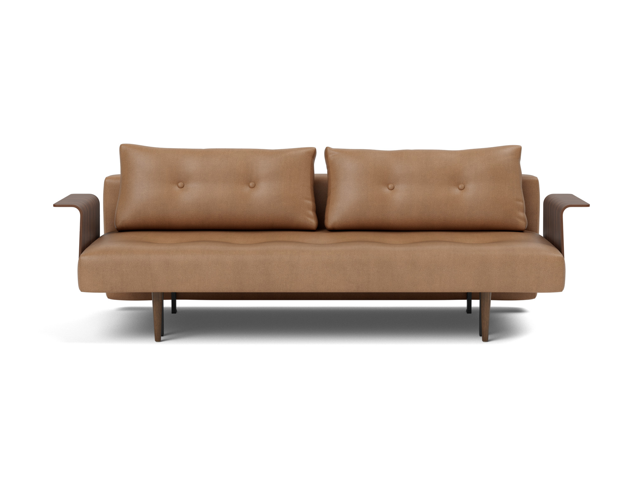 Schlafsofa Recast mit Armlehnen Lederoptik Faunal 551-Brown