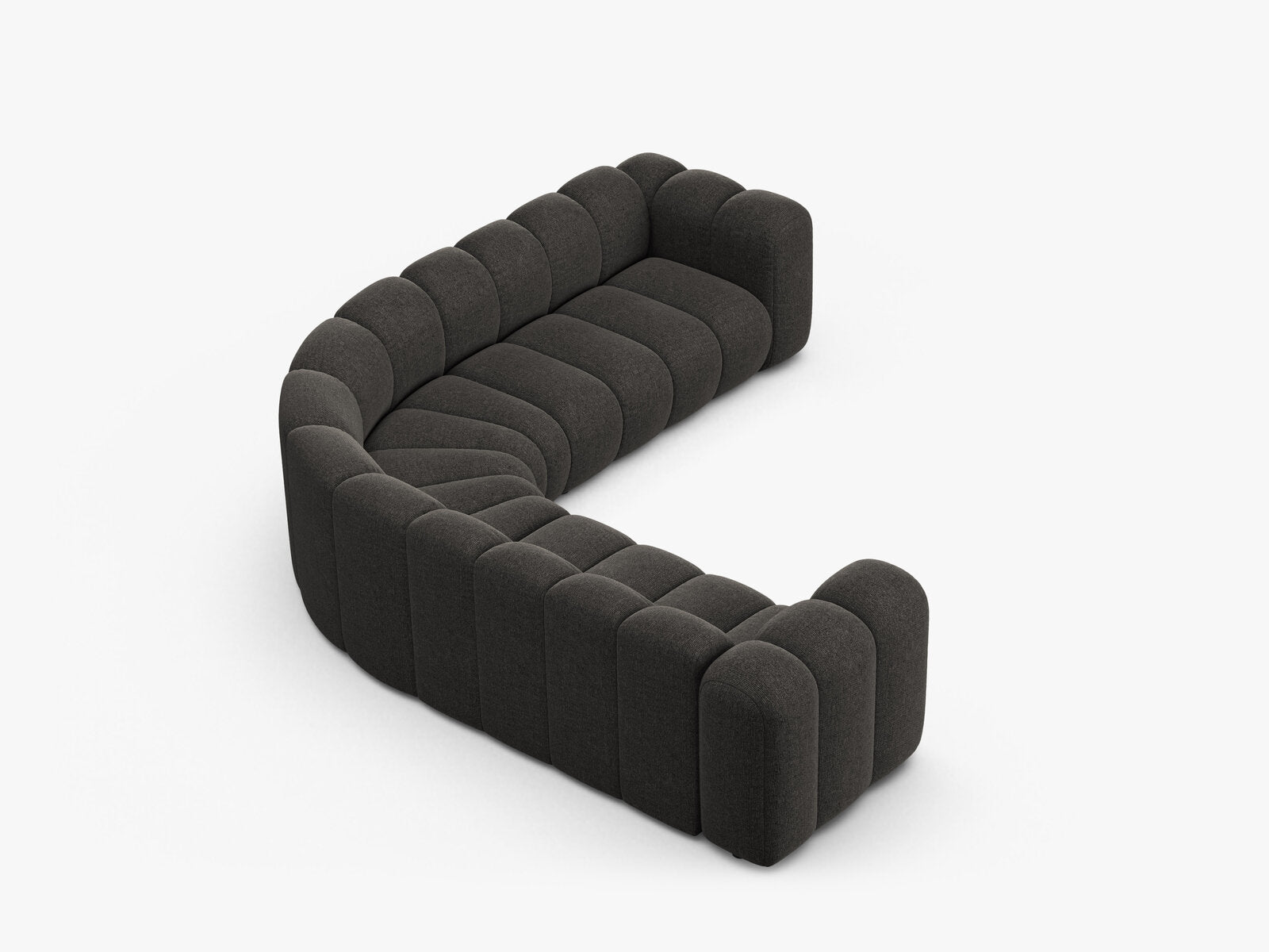 Micadoni symmetrisches Ecksofa Lupine 5-Sitzer mittelgroß Chenille Eden Dunkelgrau