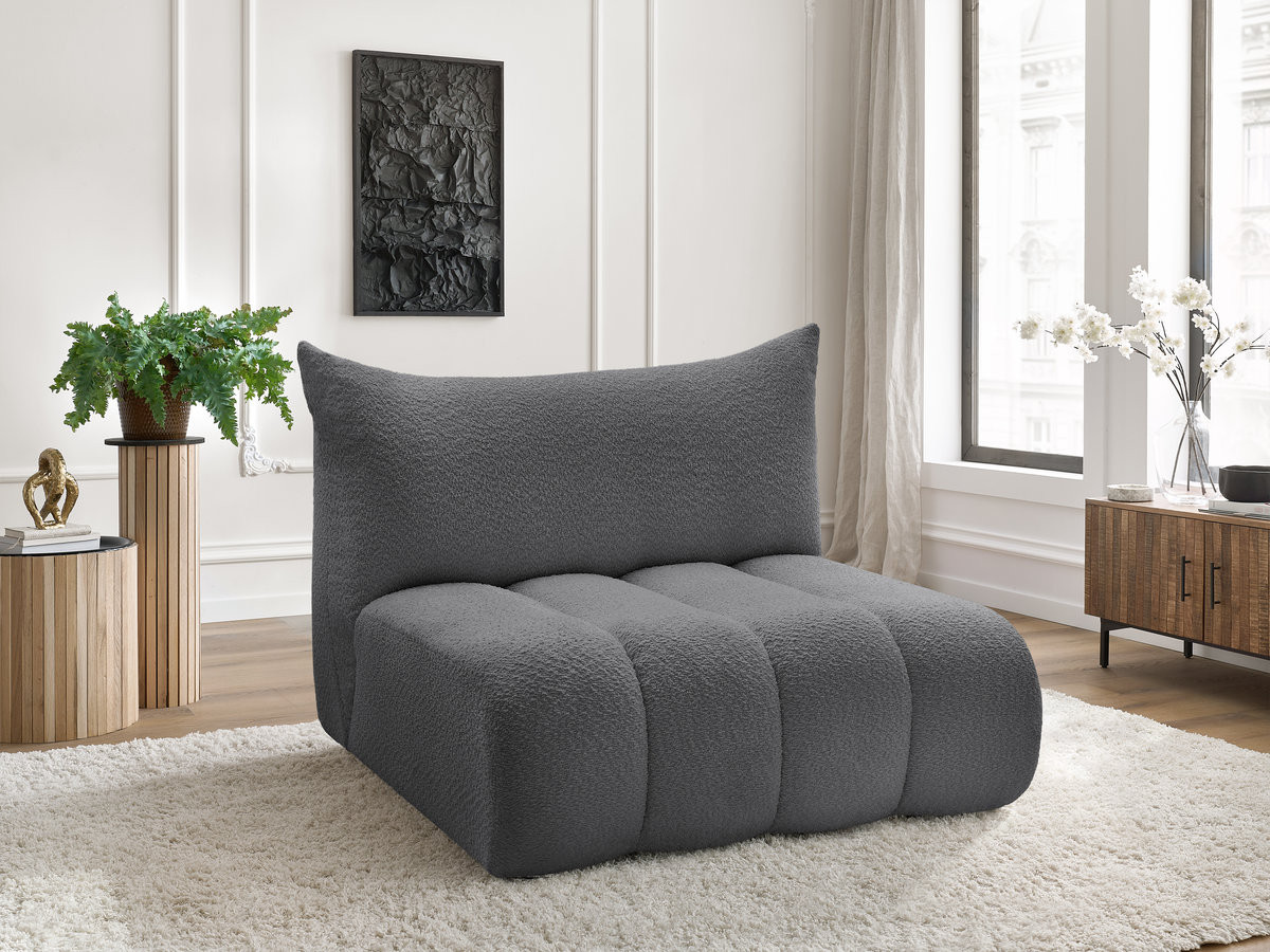 Bobochic Azra Sofamodul 2-Sitzer 120 × 112 cm Bouclé-Stoff Dunkelgrau