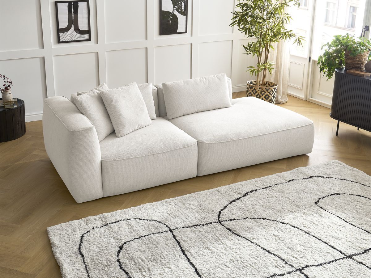 Bobochic Leopold Sofa 3-Sitzer Melange-Stoff Weiß Armlehne links