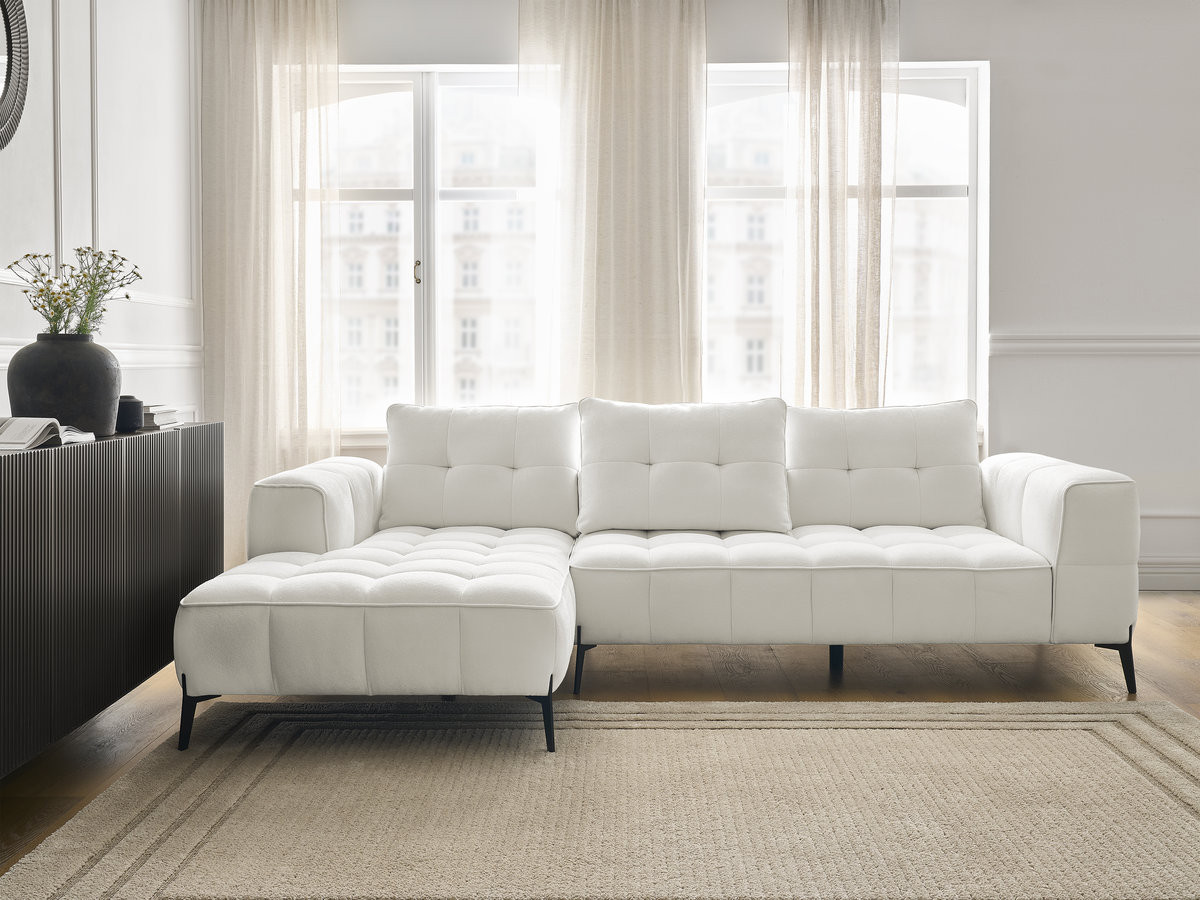 Bobochic Anis Ecksofa Strukturstoff Weiß Ecke links