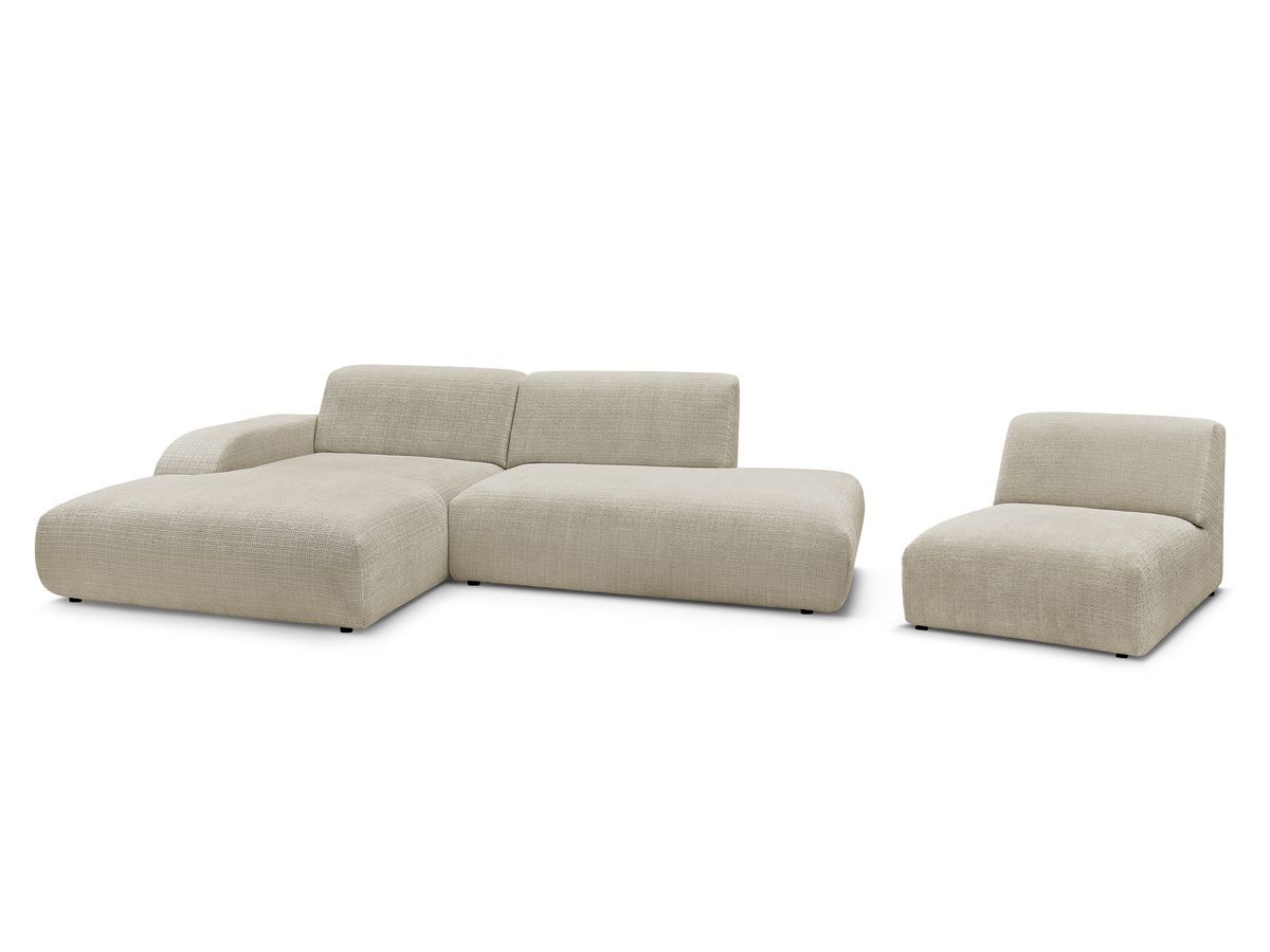 Bobochic Sirius Ecksofa 405 × 170 cm Strukturstoff Beige Ecke links