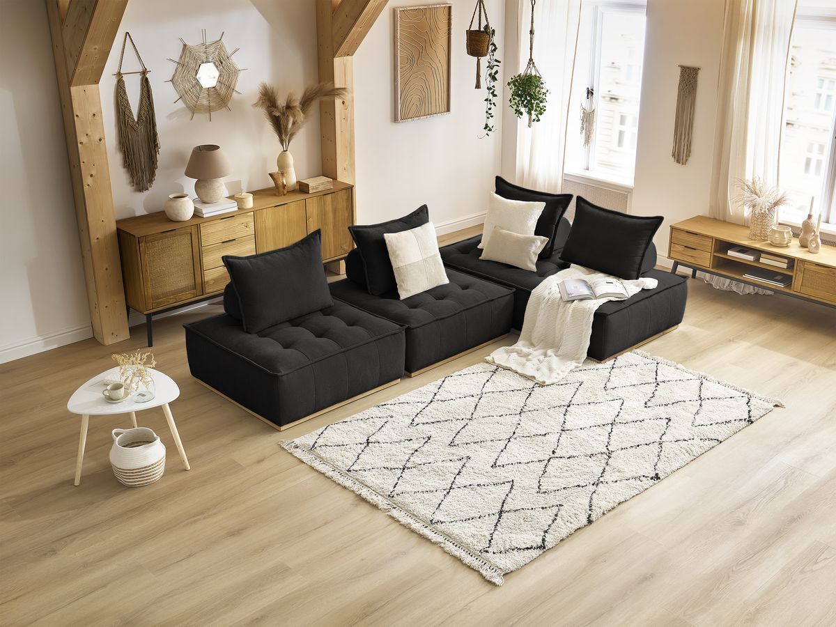 Bobochic Elisa Ecksofa Strukturstoff Schwarz