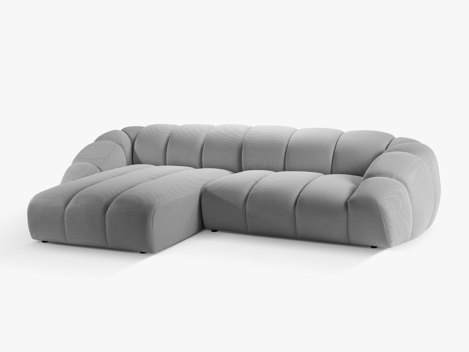 Micadoni Ecksofa Diana 4-Sitzer Links 3D-Stoff Silber