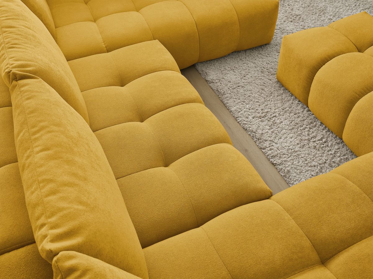 Bobochic Everest Wohnlandschaft mit Pouf, 6 Kissen Strukturstoff Gelb Ecke links