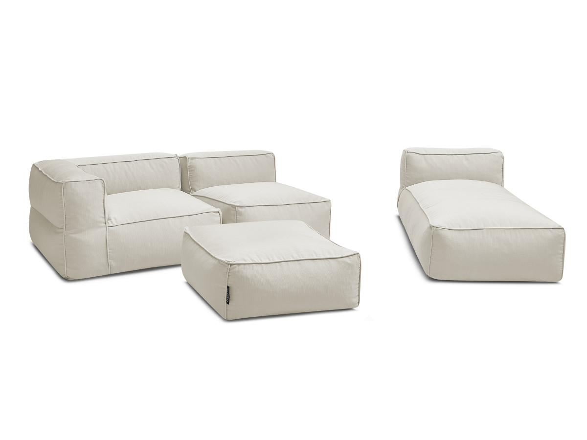 Bobochic Giulia Gartensofa 4-Sitzer mit Pouf, 1 Eckmodul Stoff Beige