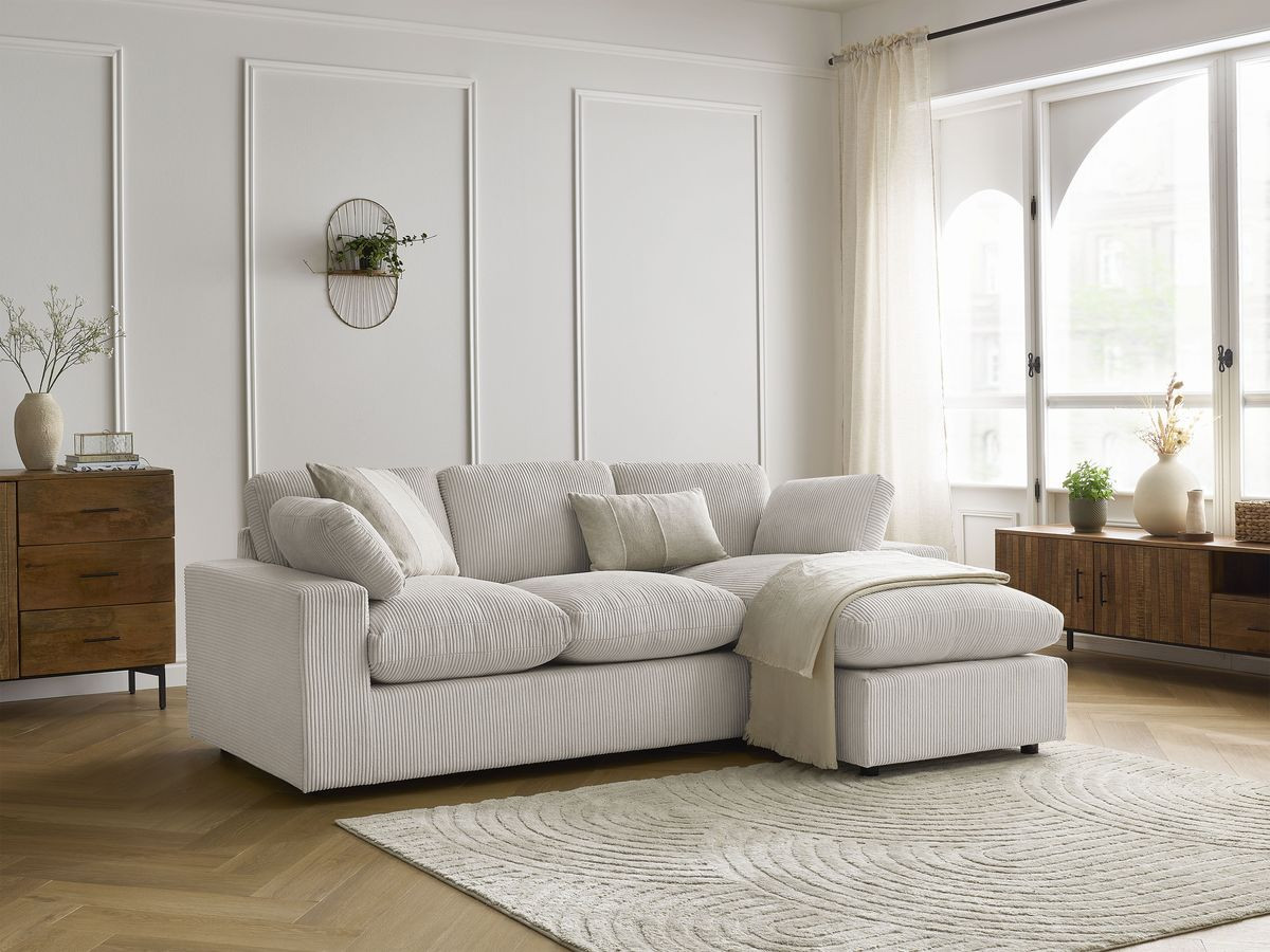 Bobochic Belair Ecksofa 220 × 139 cm Cordsamt Beige