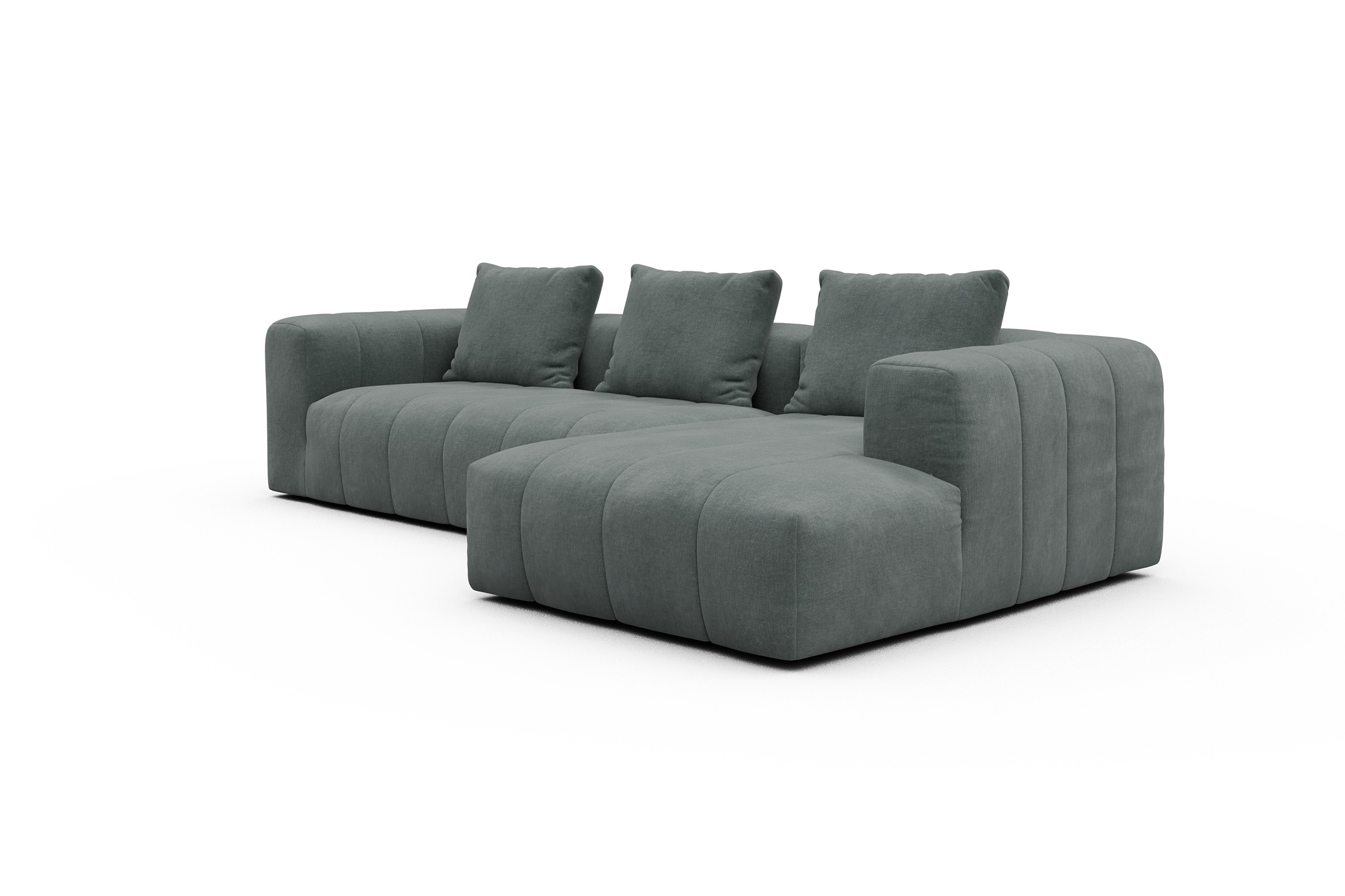 Ecksofa Hugo 2,5-Sitzer Armlehne links mit Chaiselongue Smooth-Silver-Grey