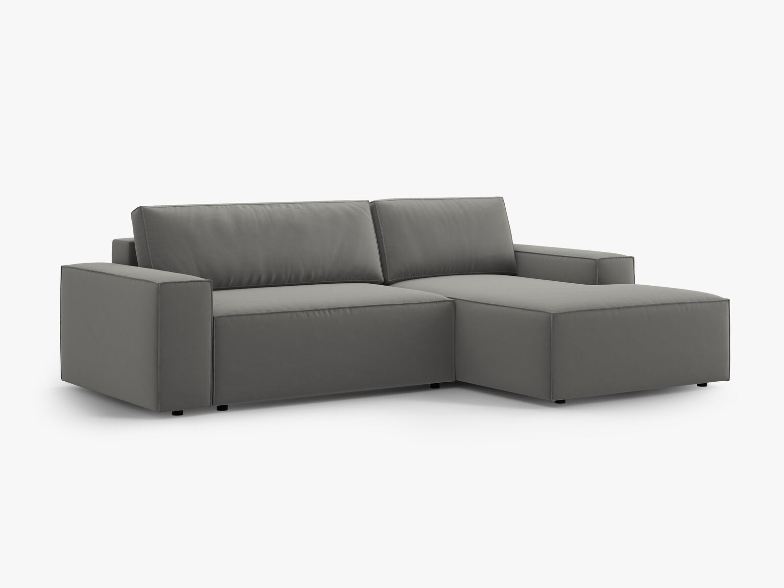 Micadoni Schlaf-Ecksofa Jodie 3-Sitzer Rechts Samt Hellgrau