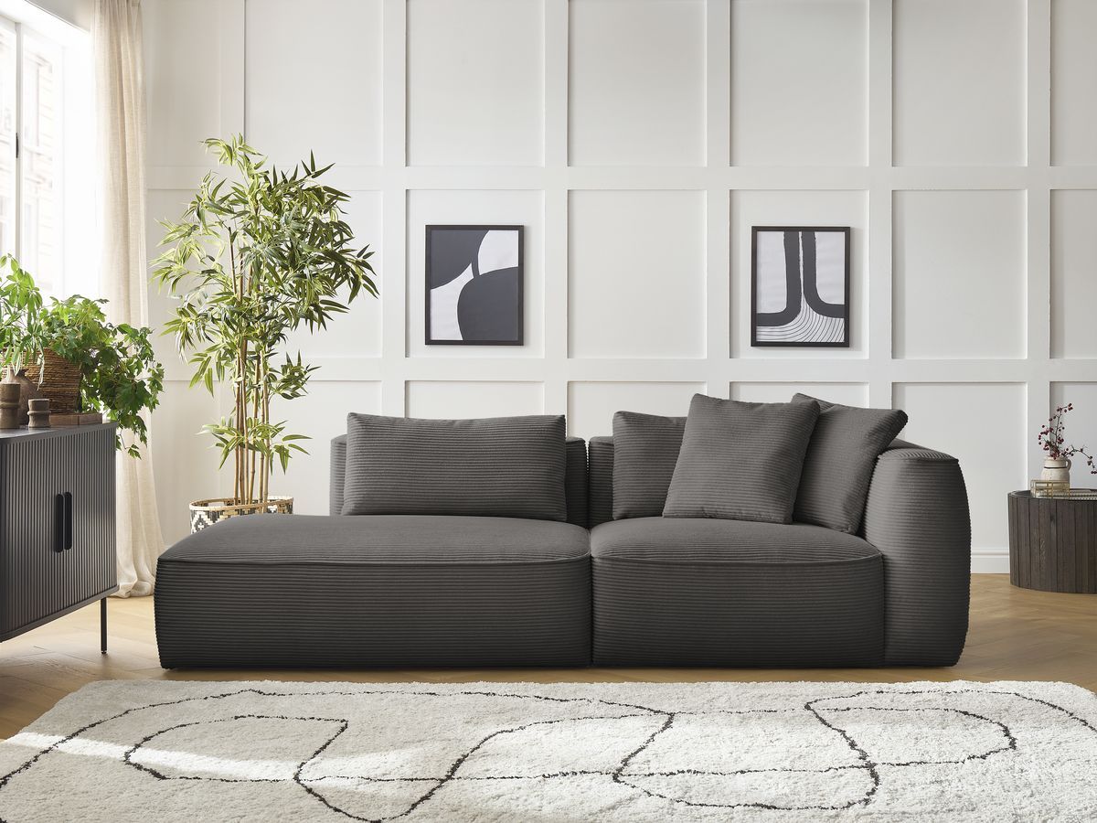 Bobochic Leopold Sofa 3-Sitzer Cordsamt Taupe Armlehne rechts