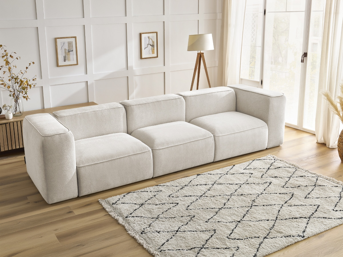 Bobochic Zephyr Sofa 3-Sitzer Strukturstoff Weiß