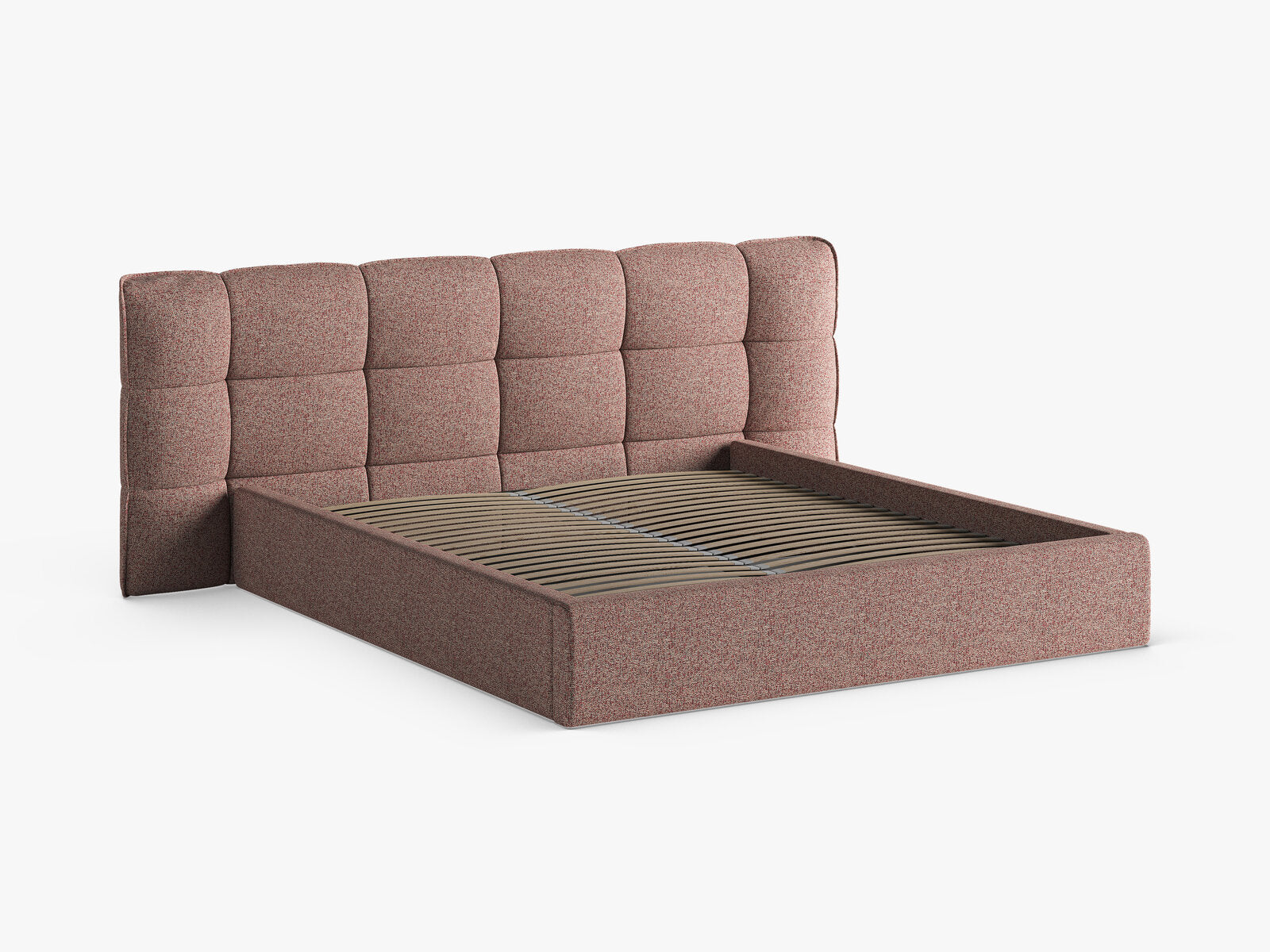 Micadoni Stauraumbett mit Kopfteil Eric Strukturierter Stoff Puente Rosa Melange 200x200