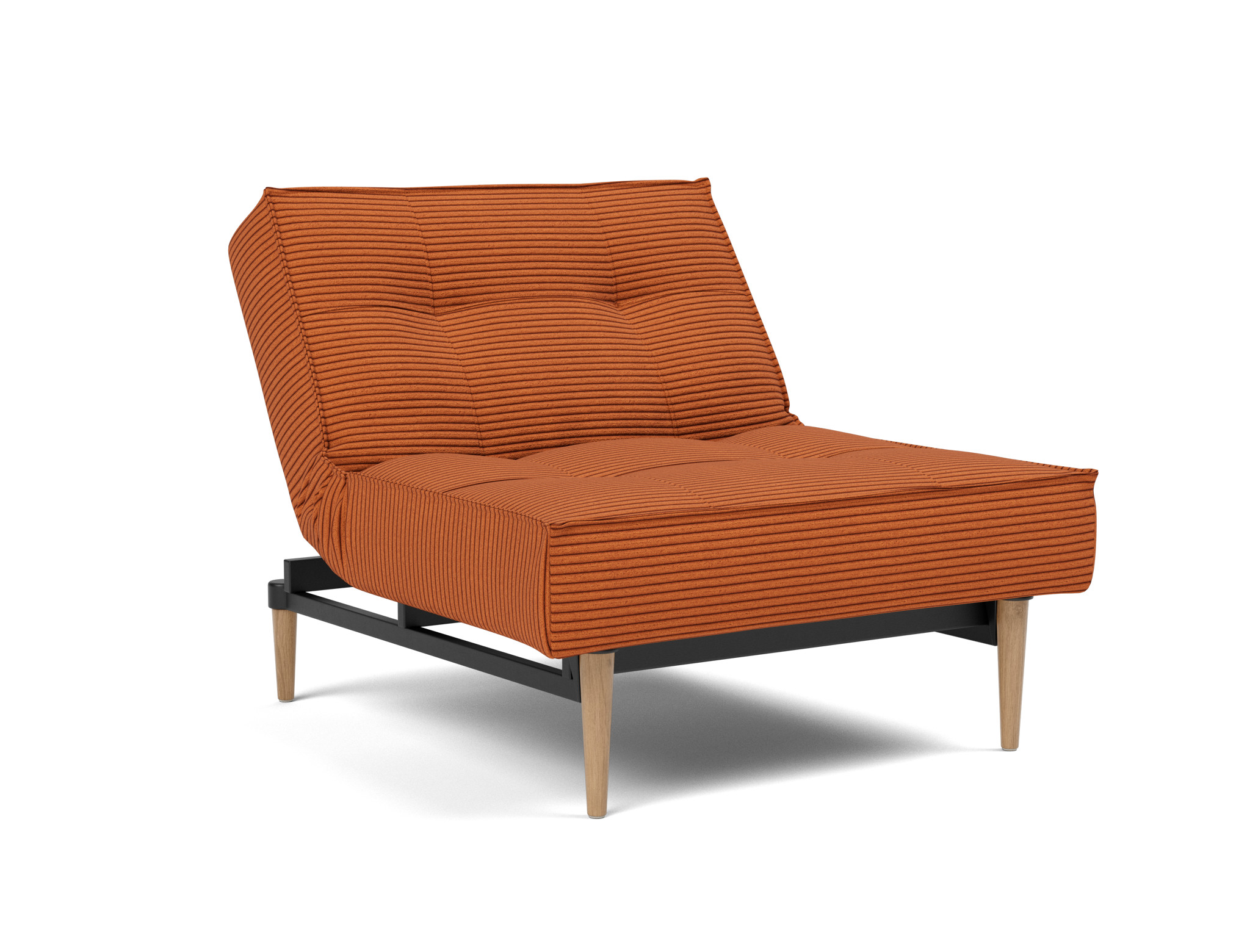 Sessel Splitback Kord Corduroy 595-Burnt-Orange Beine Styletto Eiche hell