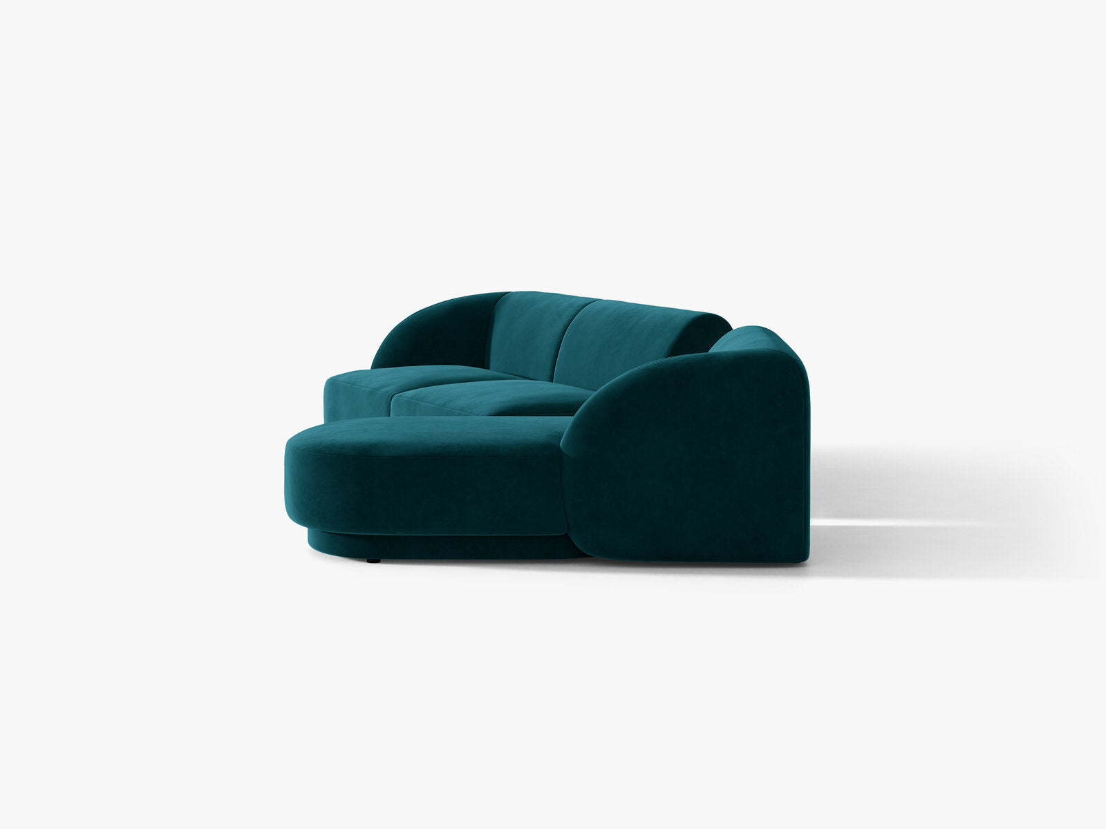 Micadoni Modulares Sofa Miley mit Recamiere 3-Sitzer Rechts Samt Venus Dunkel Petrol