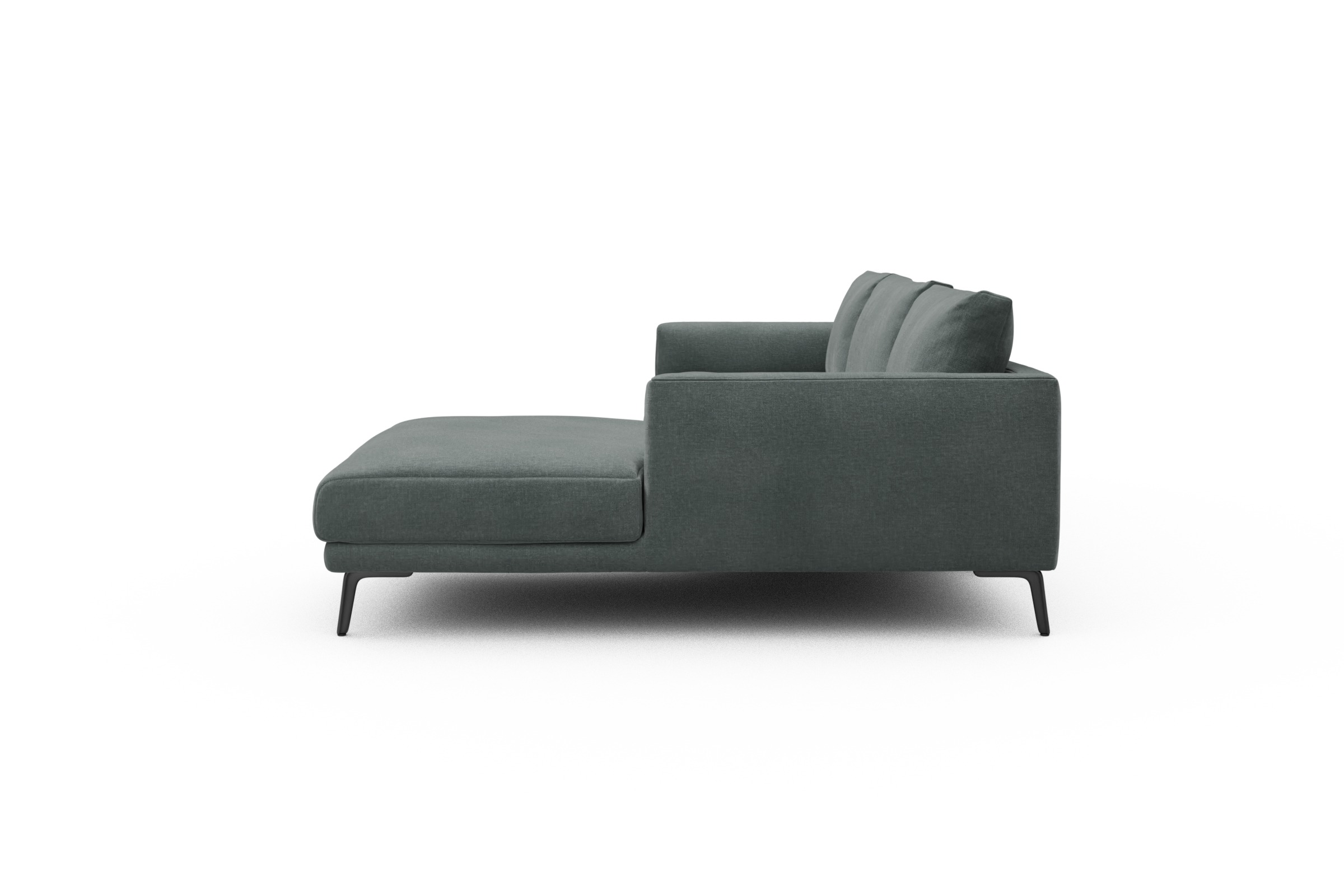 Ecksofa Karl Chaiselongue rechts mit 2,5-Sitzer Smooth-Silver-Grey