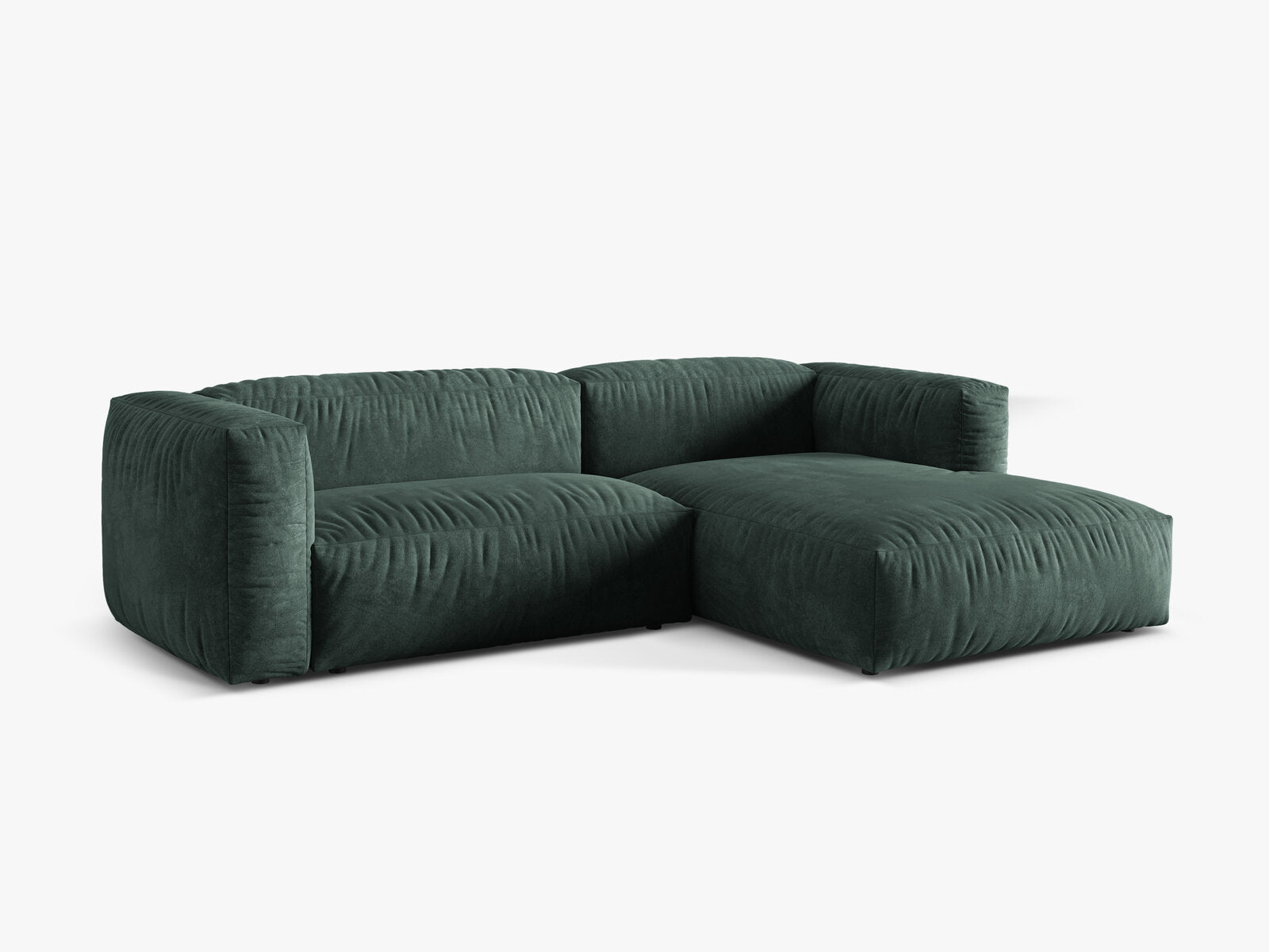 Micadoni Ecksofa Martina 2-Sitzer Rechts Samt Vogue Petrol