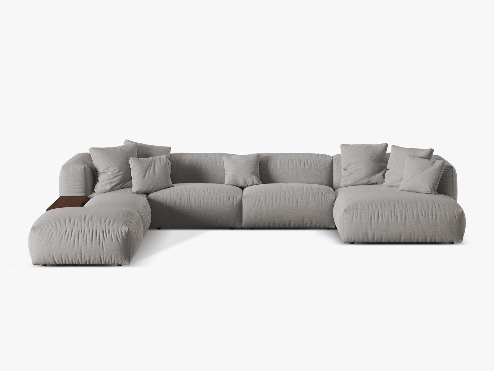 Micadoni Panorama-Ecksofa Martina 5-Sitzer Links Strukturierter Stoff Hellgrau