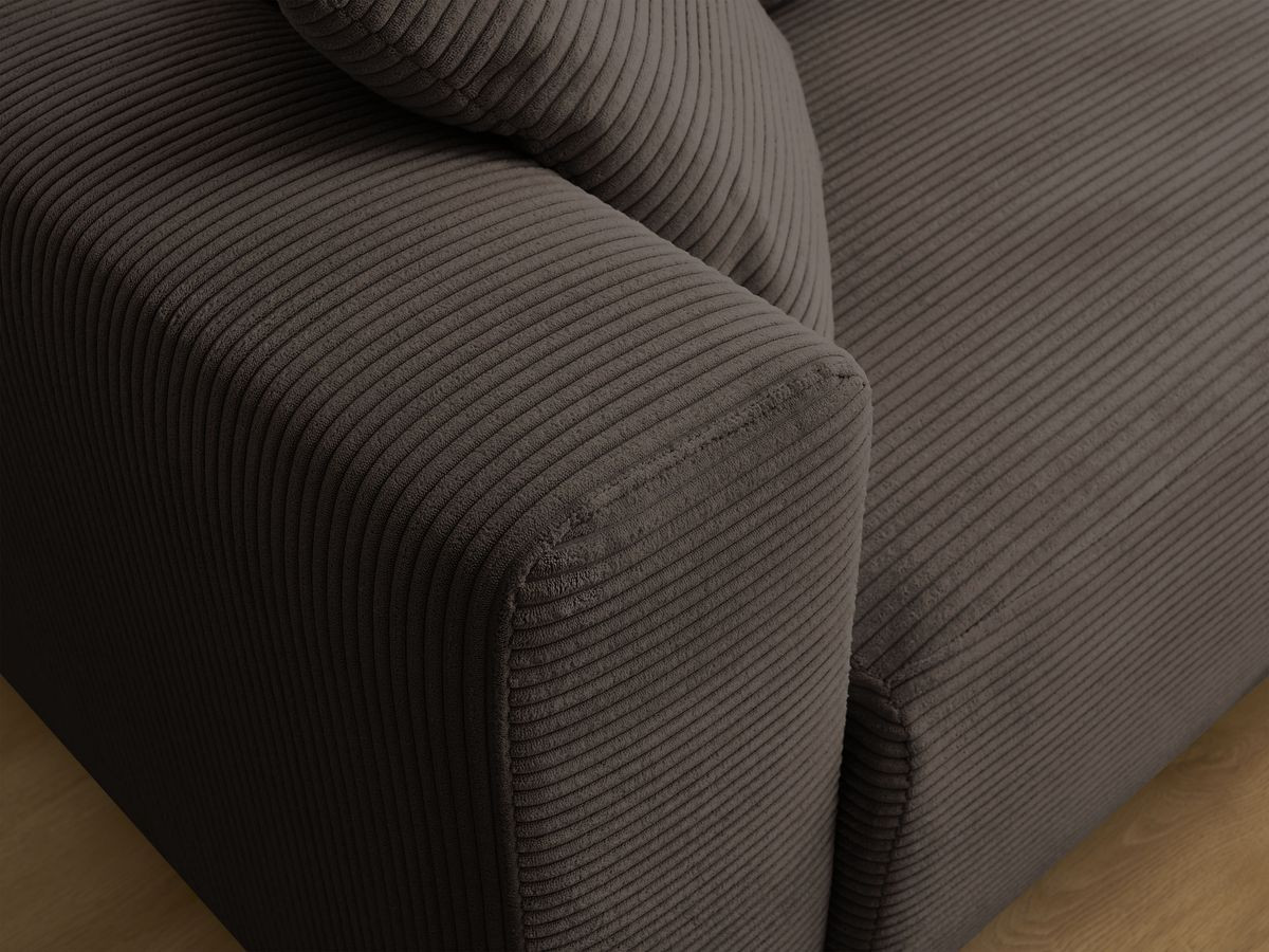 Bobochic Atilla Ecksofa mit Schlaffunktion und Bettkasten Cordsamt Taupe Ecke rechts