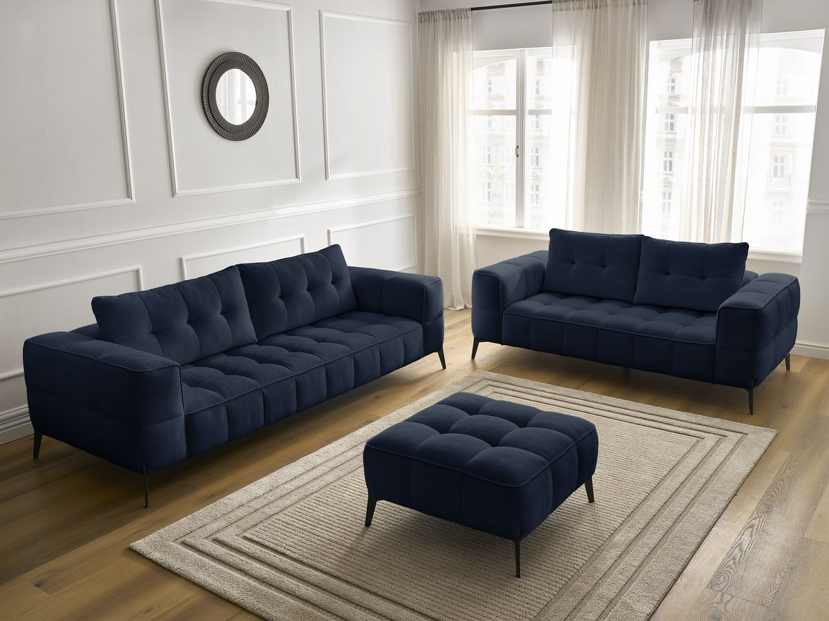 Bobochic Anis Sofa-Set 3- und 2-Sitzer mit Pouf Strukturstoff Blau