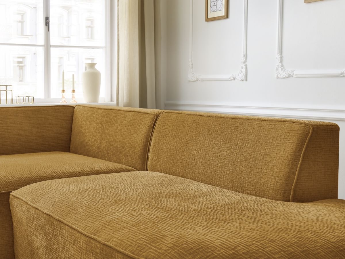 Bobochic Rousseau Ecksofa Strukturstoff Gelb Ecke links