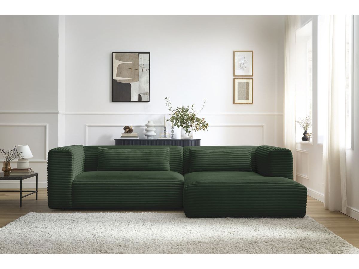 Bobochic Harry Ecksofa Breitcord weich Grün Ecke rechts