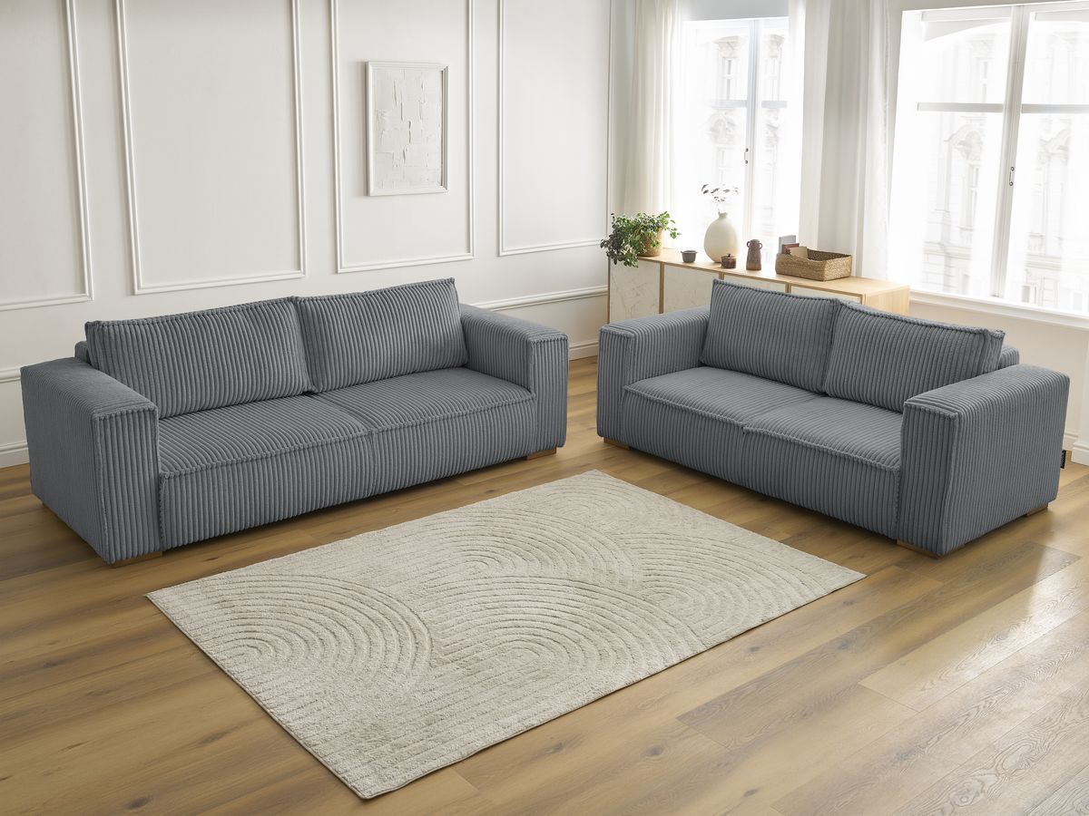 Bobochic Chelsea Sofa 5-Sitzer Breitcord weich Dunkelgrau