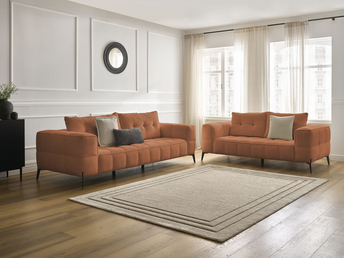 Bobochic Anis Sofa 5-Sitzer Bouclé-Stoff Orange