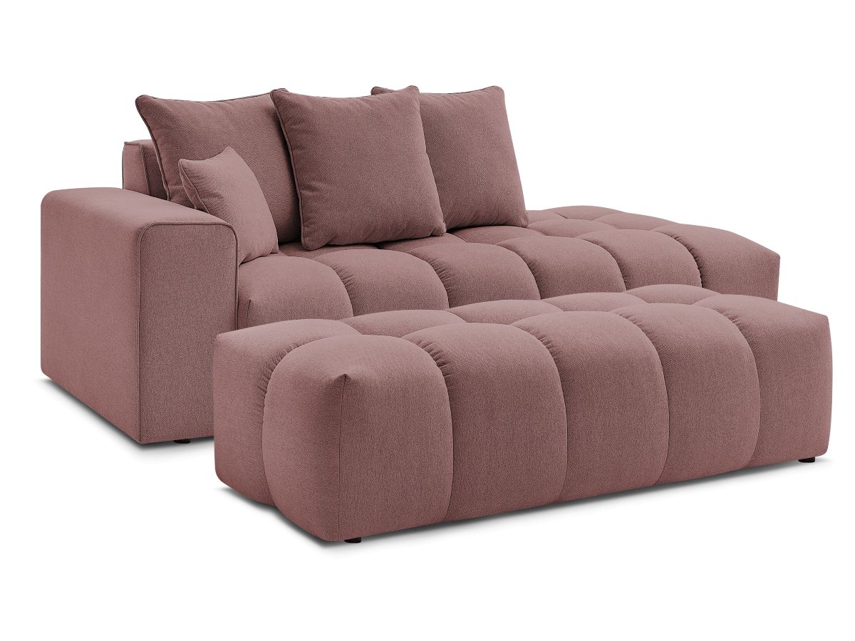 Bobochic Mont-blanc Sofa 5-Sitzer mit Pouf Melange-Stoff Rosa Armlehne links