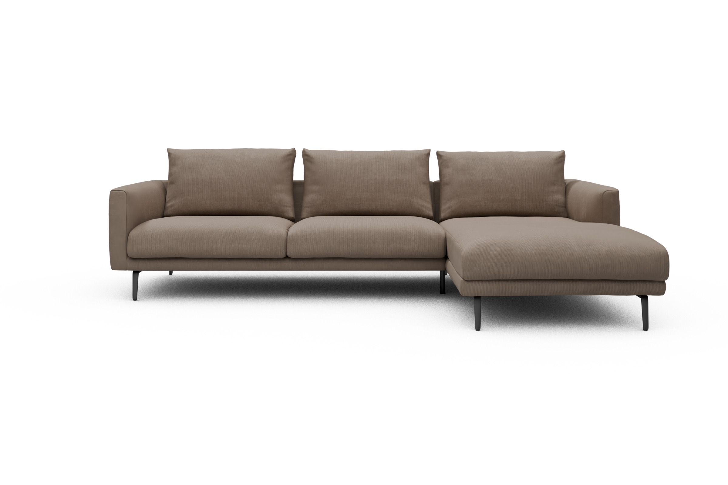 Skandi Home Ecksofa Karl Chaiselongue rechts mit 2,5-Sitzer Cordufine-Biege moebelfaktor