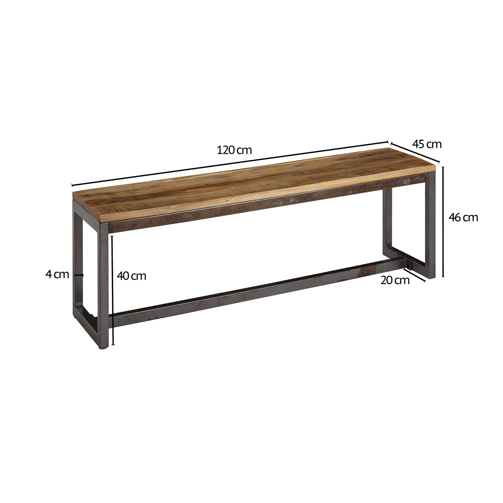 Essbank Videbaek Mango Massivholz Braun 120 × 45 × 46 cm