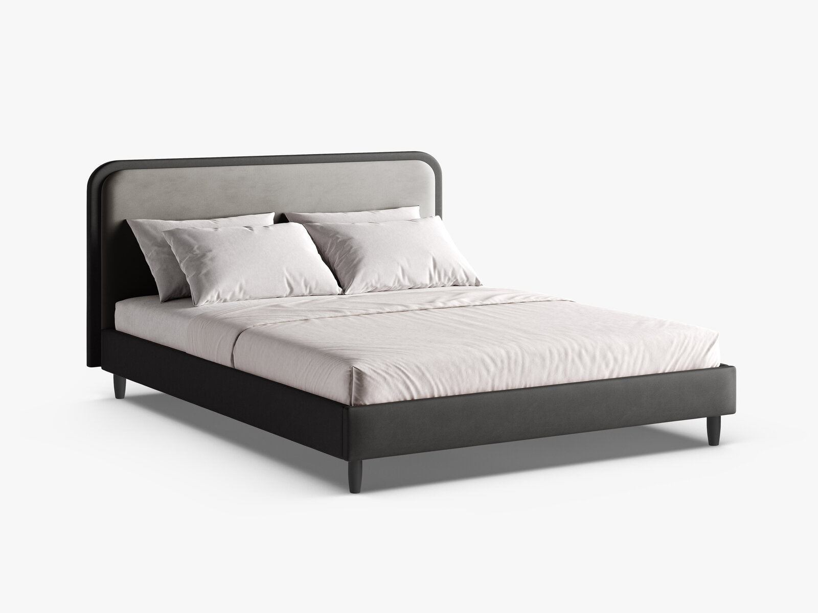 Micadoni Stauraumbett mit Kopfteil Aveline Samt Magic Velvet, Vegan-Leder Vega Dunkelgrau, Dunkelgrau 160x200