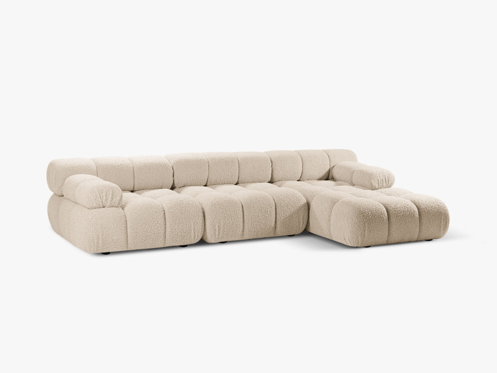 Micadoni Modulares Ecksofa Bellis 4-Sitzer Rechts Boucle Rolf Helles Beige