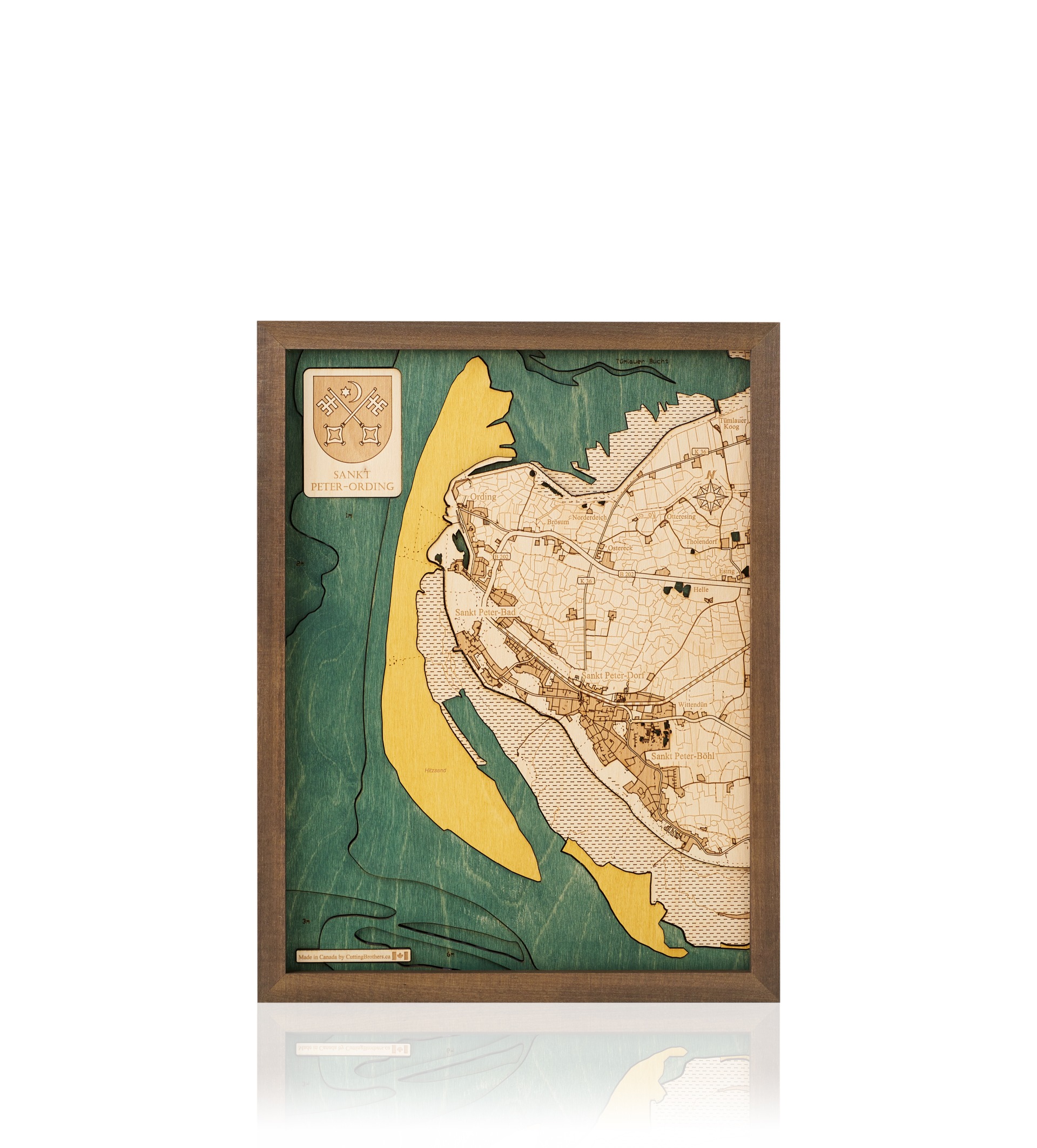 Cutting Brothers 3D Holz-Wandkarte St. Peter Ording 30.5x40.5 cm