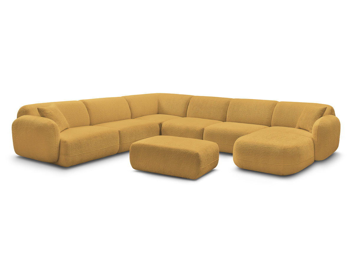 Bobochic Anda Wohnlandschaft mit Pouf 373 × 289 cm Chenille Gelb Ecke links