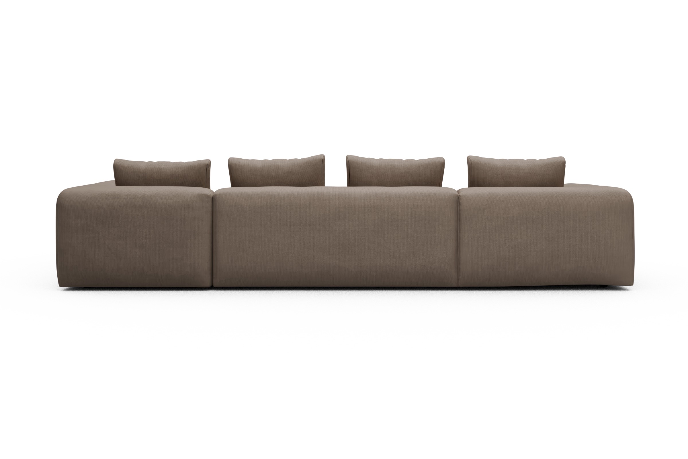 Wohnlandschaft Fred Chaiselongue links mit 2-Sitzer und lange Armlehne rechts Cordufine-Biege