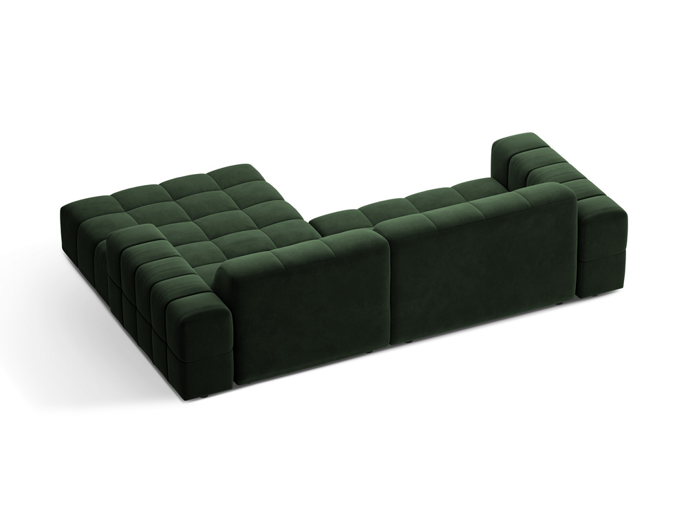 Cosmopolitan Design Ecksofa Chicago 3-Sitzer Samt Venus Flaschengrün Rechts
