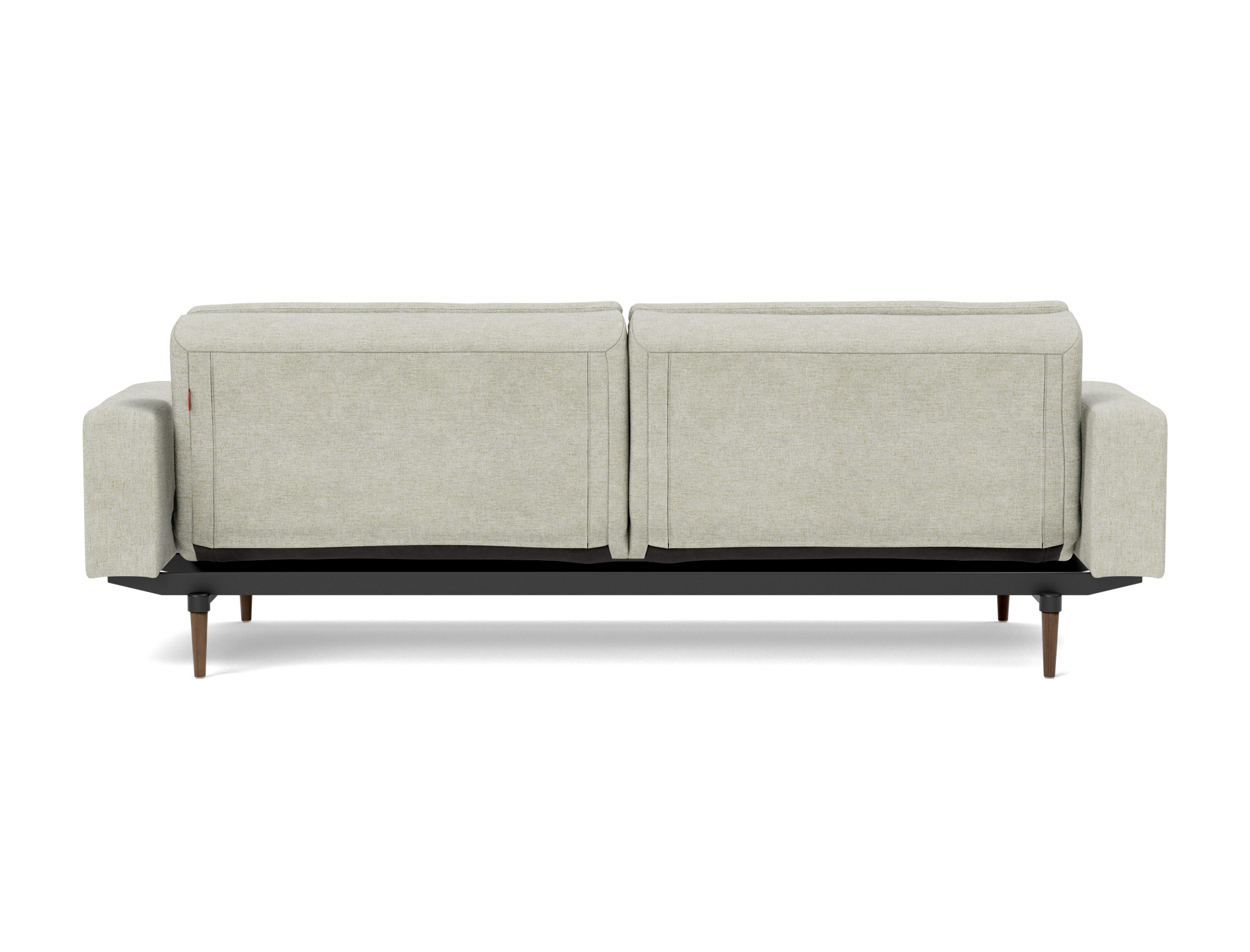 Schlafsofa Dublexo mit Armlehnen Flachgewebe Avella 280-Sand Beine Styletto Eiche dunkel