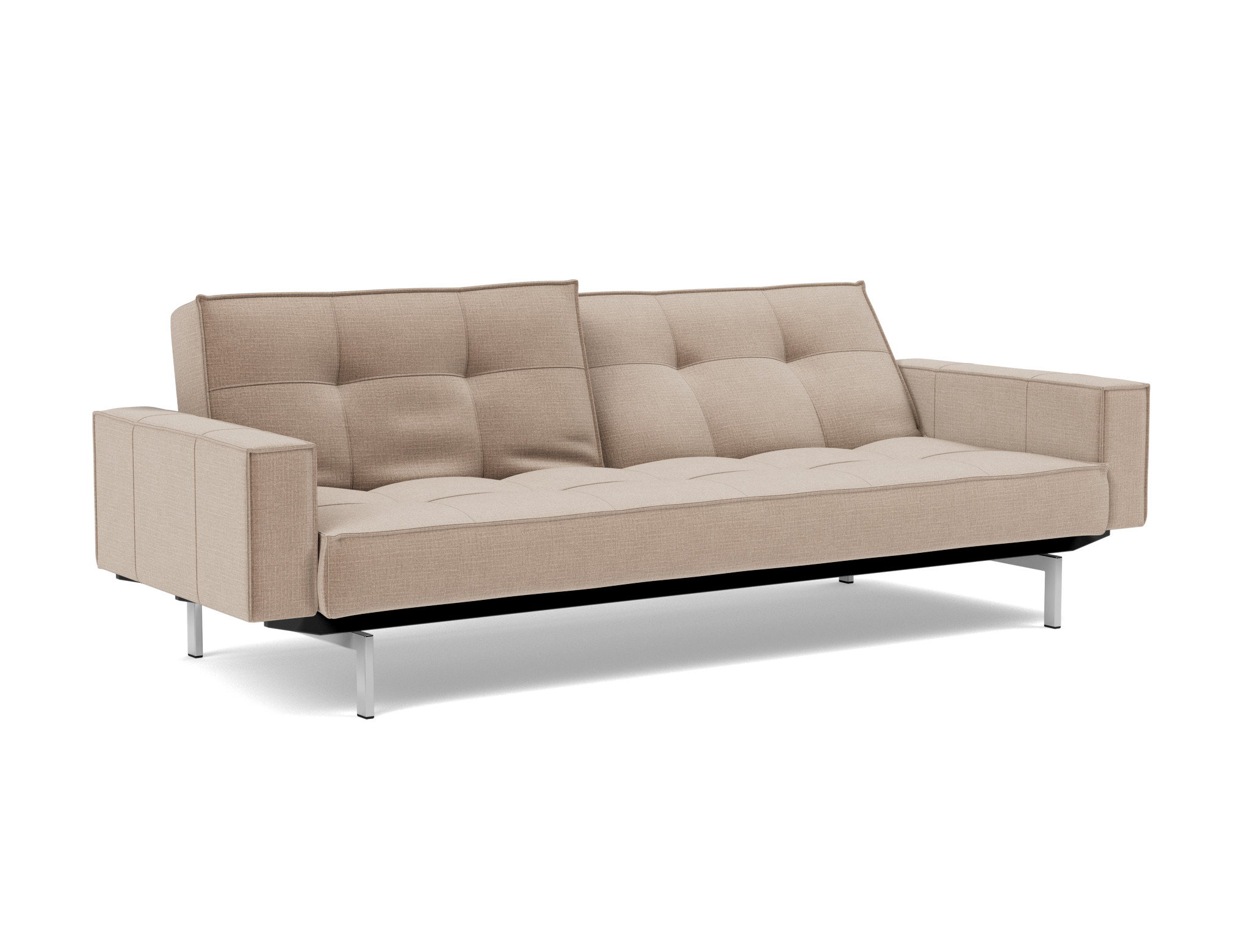 Schlafsofa Splitback mit Armlehnen Chenille Esina 417-Mocha Beine Chrom