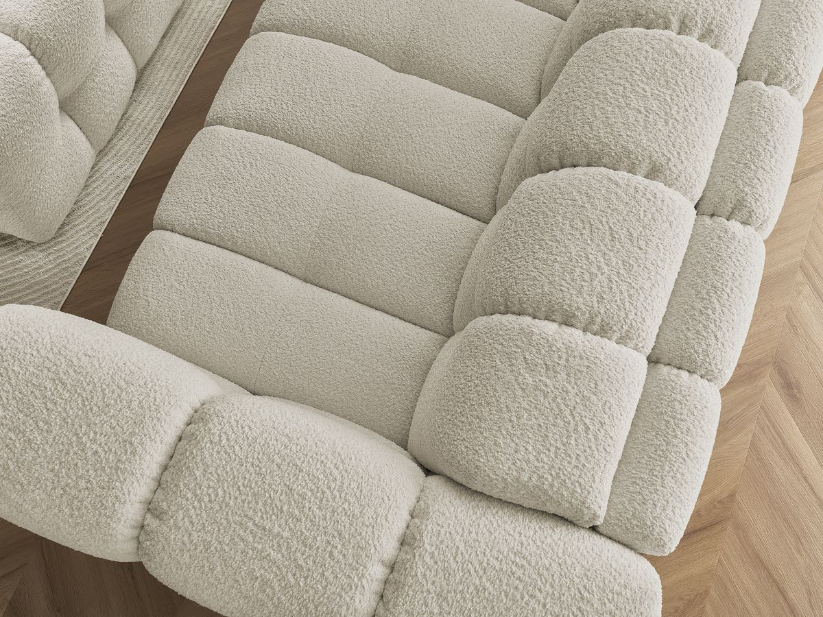 Bobochic Cloud Schlafsofa 3-Sitzer mit Pouf Bouclé-Stoff Beige