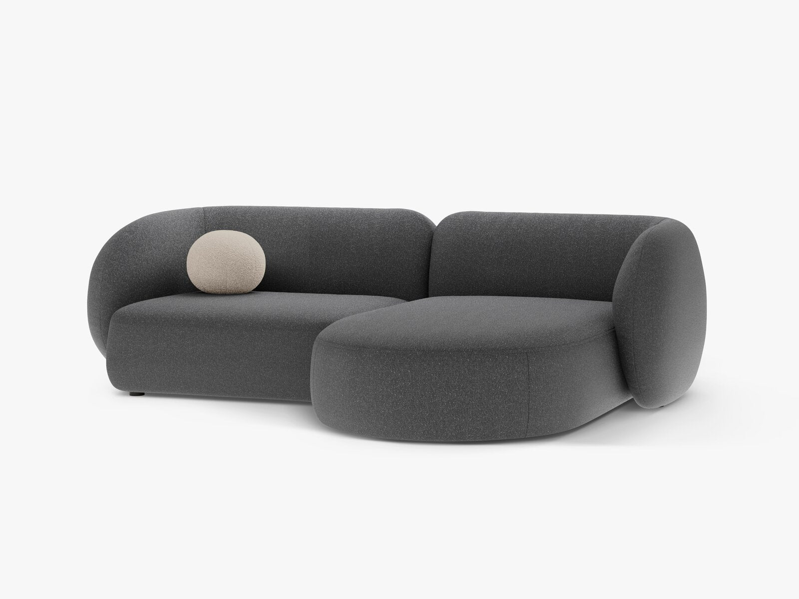 Micadoni Ecksofa Kate 2-Sitzer Rechts Strukturierter Stoff Dunkelgrau Melange