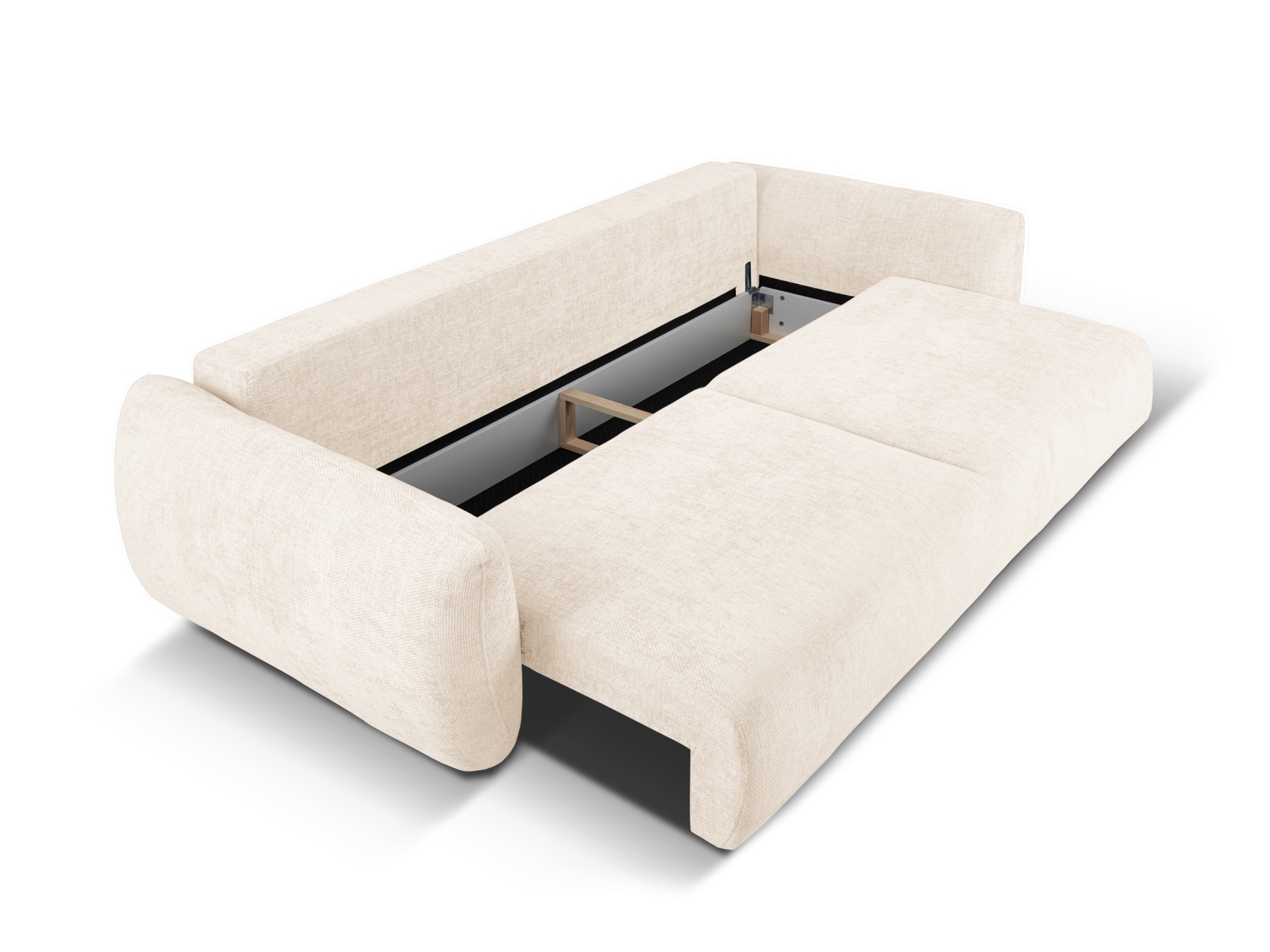 Cosmopolitan Design Schlafsofa Matera 3-Sitzer mit Bettkasten Chenille Eden Helles Beige