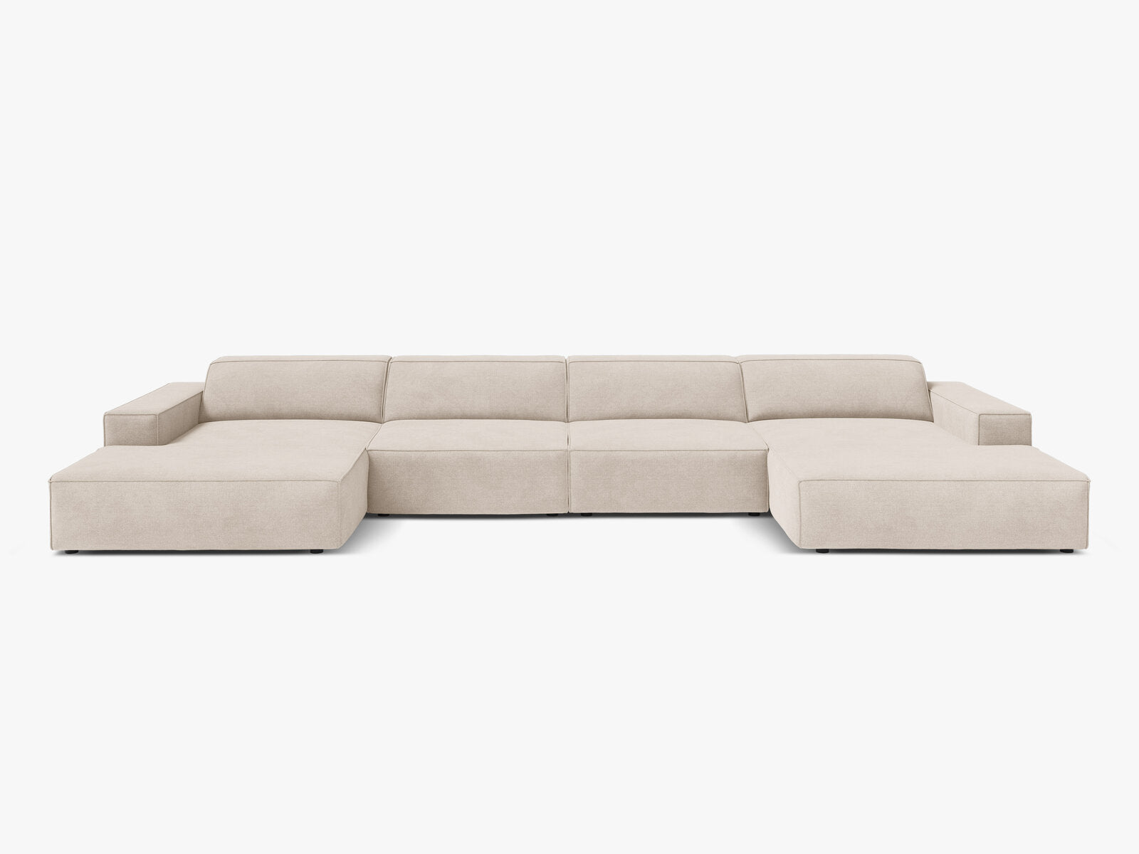 Micadoni Panorama-Sofa Jodie 6-Sitzer Strukturierter Stoff Liberty Beige