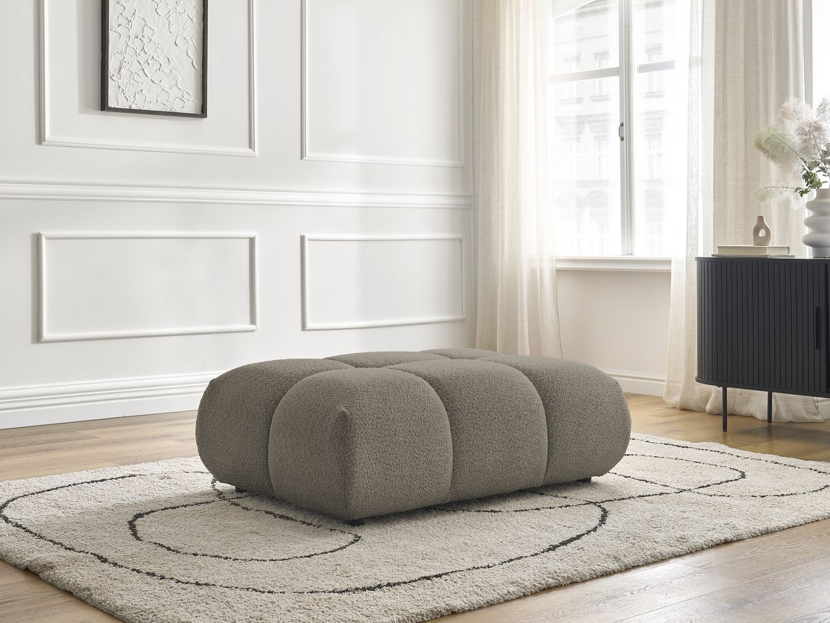 Bobochic Alya Pouf Bouclé-Stoff Taupe