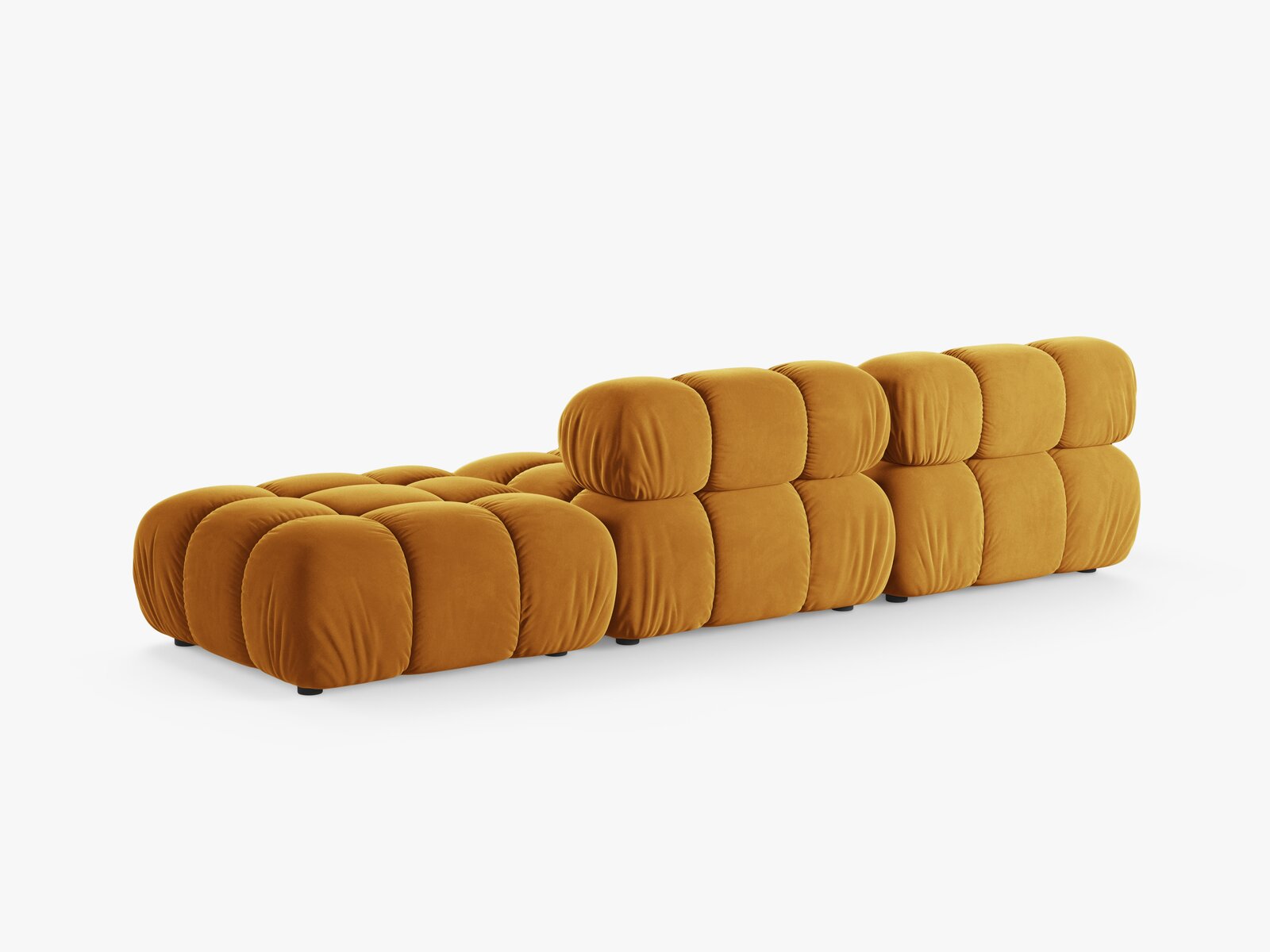 Micadoni Modulares Sofa Bellis 4-Sitzer Rechts Samt Venus Gelb