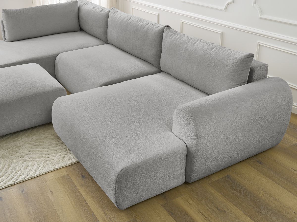Bobochic Lucien Wohnlandschaft mit Pouf Stoff Hellgrau Ecke rechts