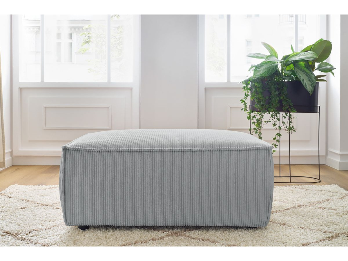 Bobochic Nihad Pouf Cordsamt Hellgrau