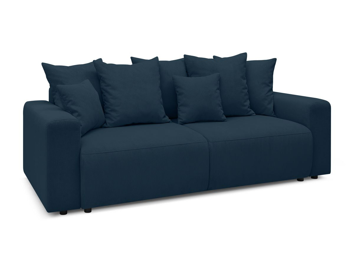 Bobochic Envy Schlafsofa 3-Sitzer mit Bettkasten und Pouf Cordsamt Dunkelblau