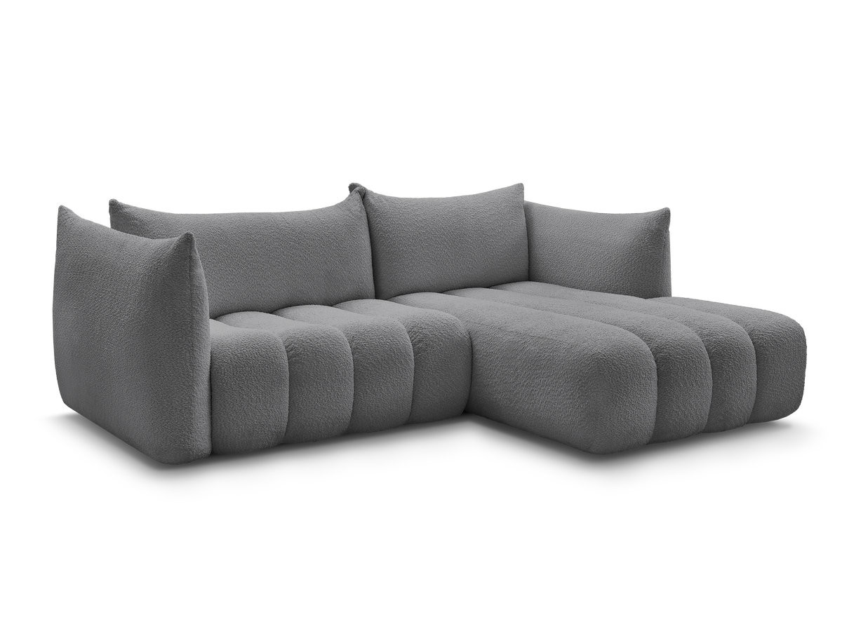 Bobochic Azra Ecksofa 262 × 178 cm Bouclé-Stoff Dunkelgrau Ecke rechts