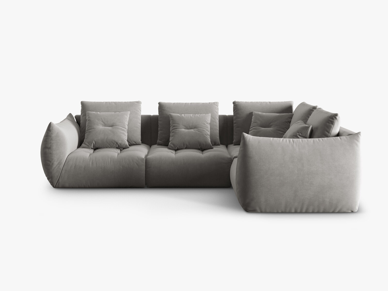 Micadoni Ecksofa Bloom 4-Sitzer Rechts Samt Grau