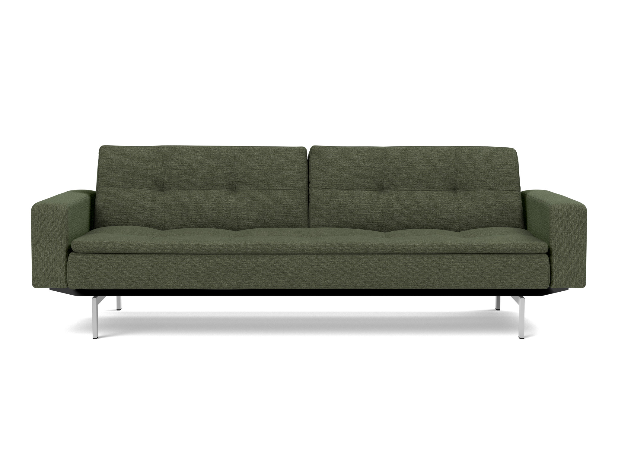 Schlafsofa Dublexo mit Armlehnen Strukturierter Stoff Taura 353-Forest Beine Chrom